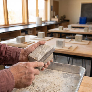 Mini Carving Rasp - art teacher demonstrating soapstone carving