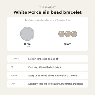 Porcelain White Faceted Round Bracelet - 8mm from Stonebridge Imports