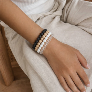 Porcelain White Faceted Round Bracelet - 8mm from Stonebridge Imports