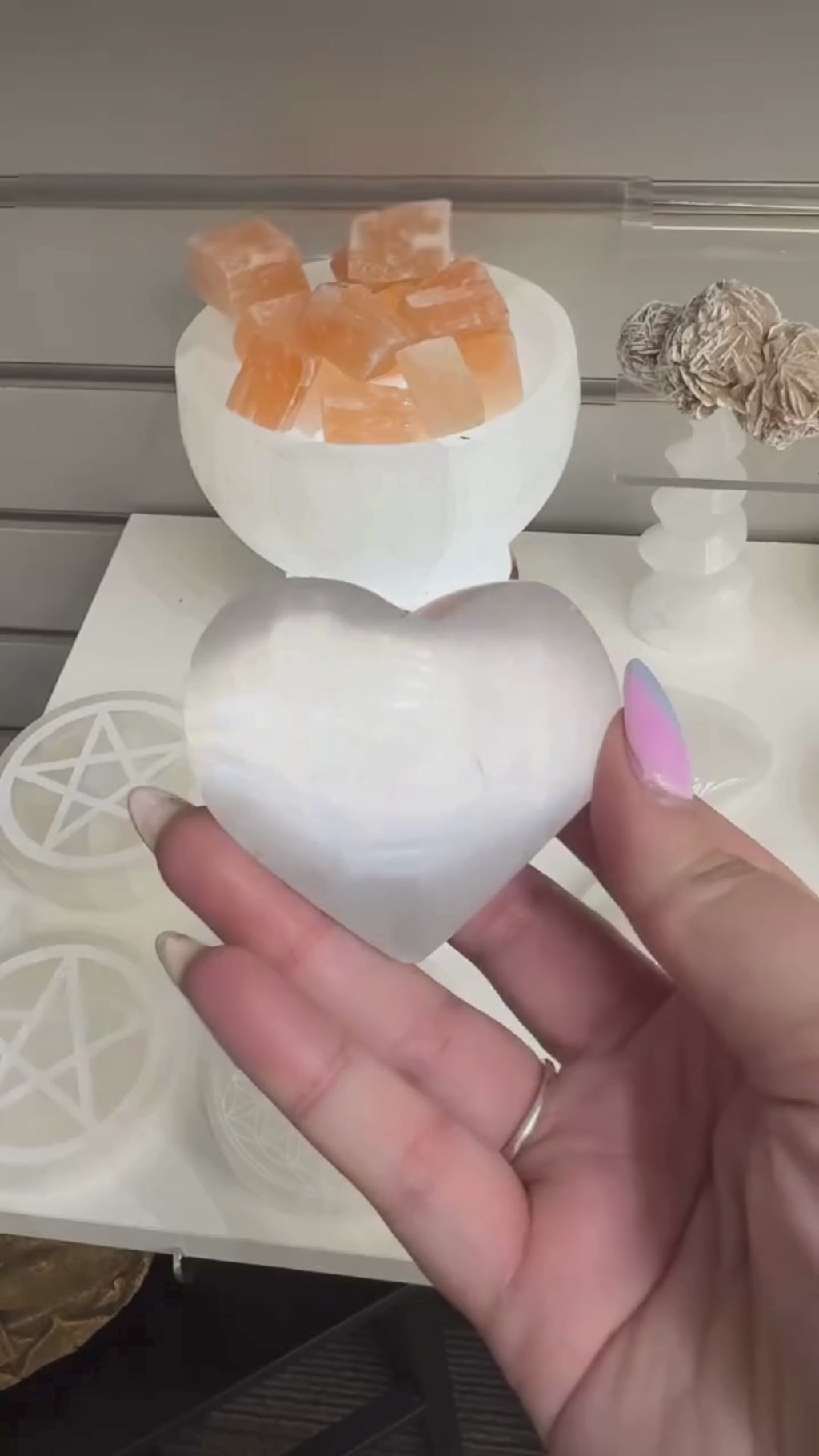 Selenite Heart #4 - 1 3/4" to 2 3/4" from Stonebridge Imports