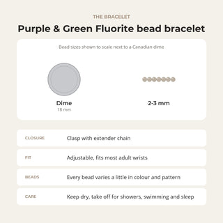 Purple and Green Fluorite Bracelet - 2-3mm from Stonebridge Imports