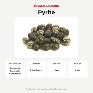 Pyrite Iron Matrix Tumbled Stones - India crystal meaning: intentions, chakras, zodiac and origin
