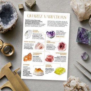 Quartz Variations QuickStudy Guide laid out with crystals and props