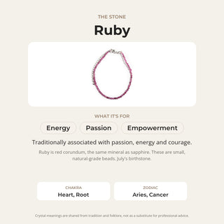 Ruby stone card: what it is traditionally associated with, chakra and zodiac