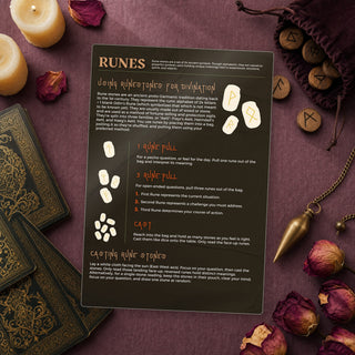 Runes QuickStudy Guide laid out with crystals and props