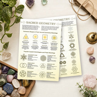 Sacred Geometry QuickStudy Guide front and back on a shop counter