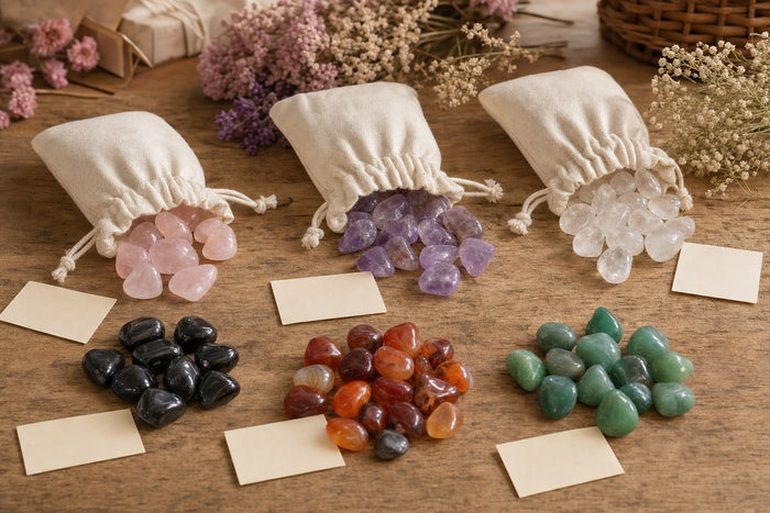 Intention gift bags of three tumbled stones