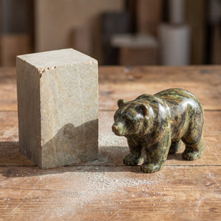 3x3x5 Carving Block - raw block and the finished carving