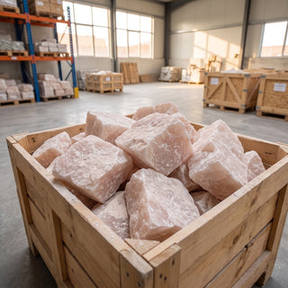 Pink Soapstone Rough (per lb) - a crate of rough stone