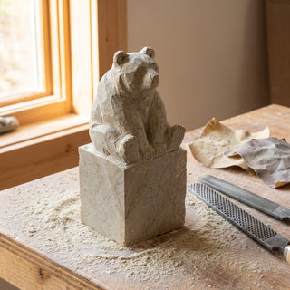 3x3x5 Carving Block - half-carved, the form emerging