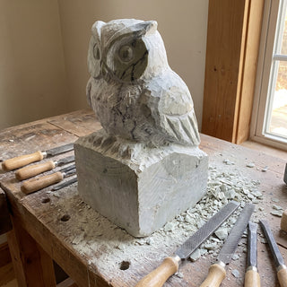6x6x6 Carving Block - half-carved, the form emerging