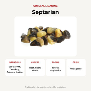 Septarian Tumbled Stones crystal meaning: intentions, chakras, zodiac and origin