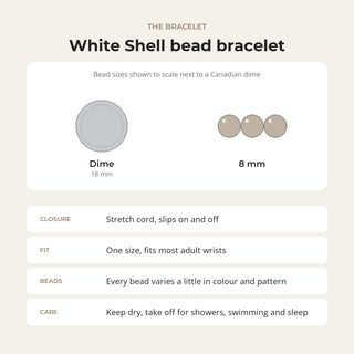 Shell White Round Bracelet - 8mm from Stonebridge Imports