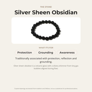 Silver Sheen Obsidian Round Bracelet - 8mm from Stonebridge Imports