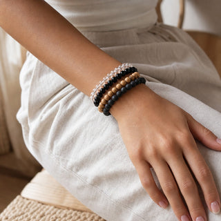 Silver Sheen Obsidian Round Bracelet - 8mm from Stonebridge Imports