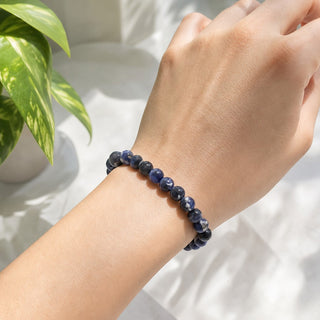 Sodalite bead bracelet, lifestyle photo