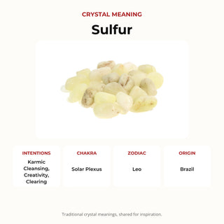 Sulfur Quartz Tumbled Stones crystal meaning: intentions, chakras, zodiac and origin