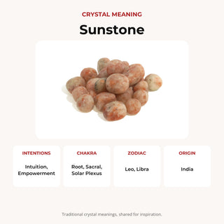 Sunstone A Tumbled Stones - India crystal meaning: intentions, chakras, zodiac and origin
