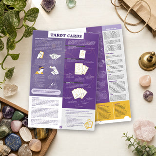 Tarot QuickStudy Guide front and back on a shop counter