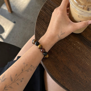 Tiger's Eye Mix Round Bracelet - 12mm from Stonebridge Imports