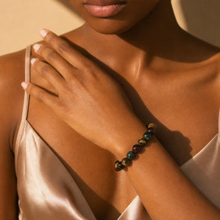 Tiger Eye Mix Round Bracelet - 10mm from Stonebridge Imports