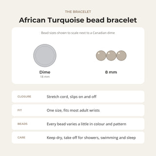 Turquoise African Round Bracelet - 8mm from Stonebridge Imports