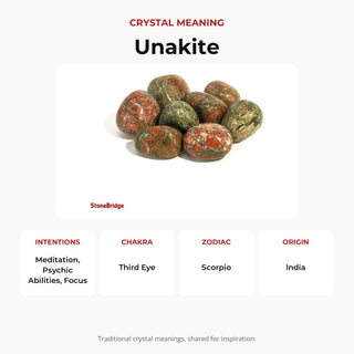 Unakite Tumbled Stones - India crystal meaning: intentions, chakras, zodiac and origin