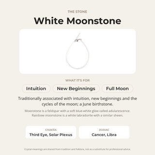 White Moonstone stone card: what it is traditionally associated with, chakra and zodiac