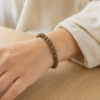 Wood Jasper bead bracelet, lifestyle photo