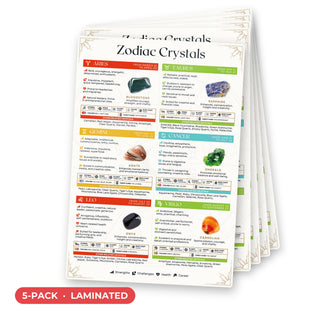 Zodiac Crystals QuickStudy Guide laminated 5-pack, double-sided 160 x 240 mm