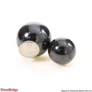Hematite Magnetic Sphere - Extra Small #1 - 1 1/2" - Pair    from Stonebridge Imports