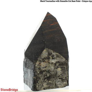 Black Tourmaline & Hematite Cut Base, Polished Point U#34    from Stonebridge Imports