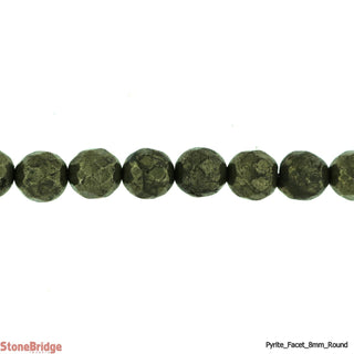 Pyrite Faceted - Round Strand 7" - 8mm    from Stonebridge Imports