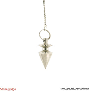 Metal Pendulum - Silver Colour Cone & Top with Chakra Beads - 1"    from Stonebridge Imports