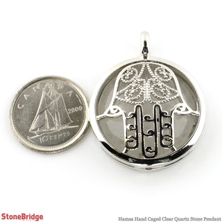 Hamsa Hand - Clear Quartz - Rounded Frame Pendant    from Stonebridge Imports