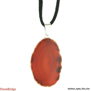 Red Agate Slice Necklace on suede cord    from Stonebridge Imports