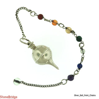 Ball & Point - Silver Metal Pendulum with Chakra Beads    from Stonebridge Imports