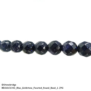 Blue Goldstone Faceted - Round Strand 15" - 4mm    from Stonebridge Imports