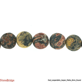 Red Leopardskin Jasper Matte - Round Strand 15" - 8mm    from Stonebridge Imports