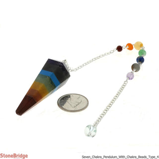 Seven Chakra Pendulum - with chakra beads on chain - Type 4    from Stonebridge Imports