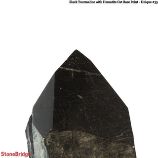 Black Tourmaline & Hematite Cut Base, Polished Point U#35    from Stonebridge Imports