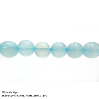 Blue Agate Chalcedony - Round Strand 15" - 6mm    from Stonebridge Imports