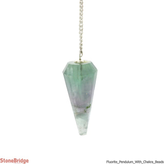 Fluorite Pendulum with Chakra stones on chain    from Stonebridge Imports