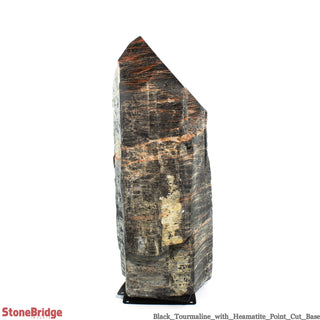 Black Tourmaline & Hematite Cut Base, Polished Point U#47    from Stonebridge Imports