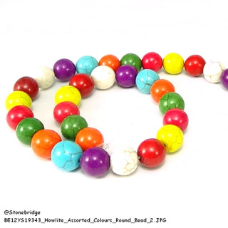 Howlite - Assorted Colours - Round Strand 15" - 12mm    from Stonebridge Imports