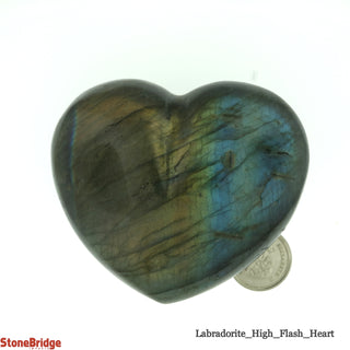 Labradorite High Flash Puffy Heart #3 - 1 1/2" to 2 1/2"    from Stonebridge Imports