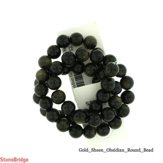 Obsidian Gold Sheen - Round Strand 15" - 8mm    from Stonebridge Imports