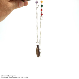 Flower of Life Wood Pendulum with Chakra Beads on Chain    from Stonebridge Imports