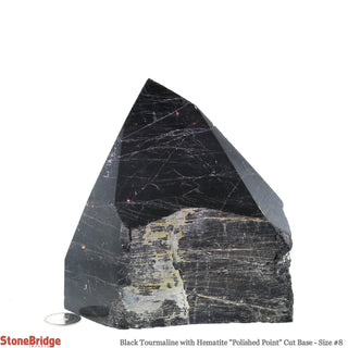 Black Tourmaline with Hematite Point Cut Base, Polished Point #8    from Stonebridge Imports