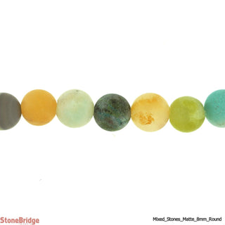 Mix Stones Matte - Round Strand 15" - 8mm    from Stonebridge Imports